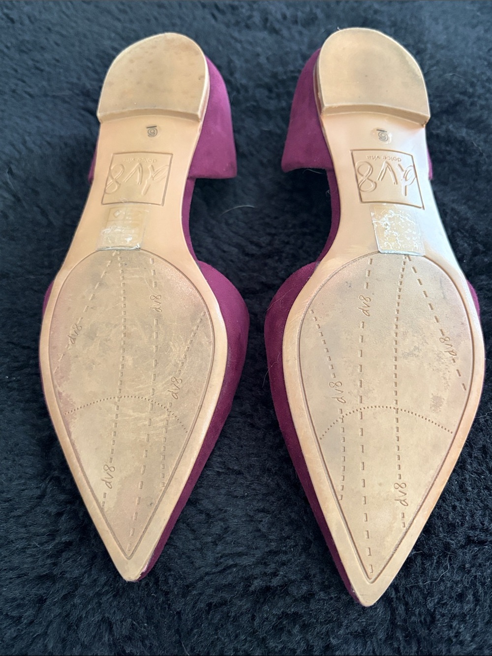 Dolce Vita Burgundy / Plum Suede d'Orsay Pointed Toe Flats - Picture 3 of 4